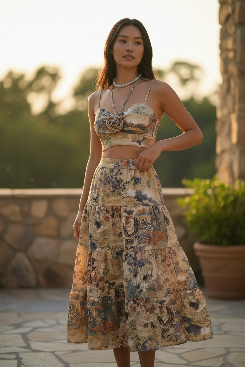 AGL S00026 Set 2 Piece Blouse and Long Skirt