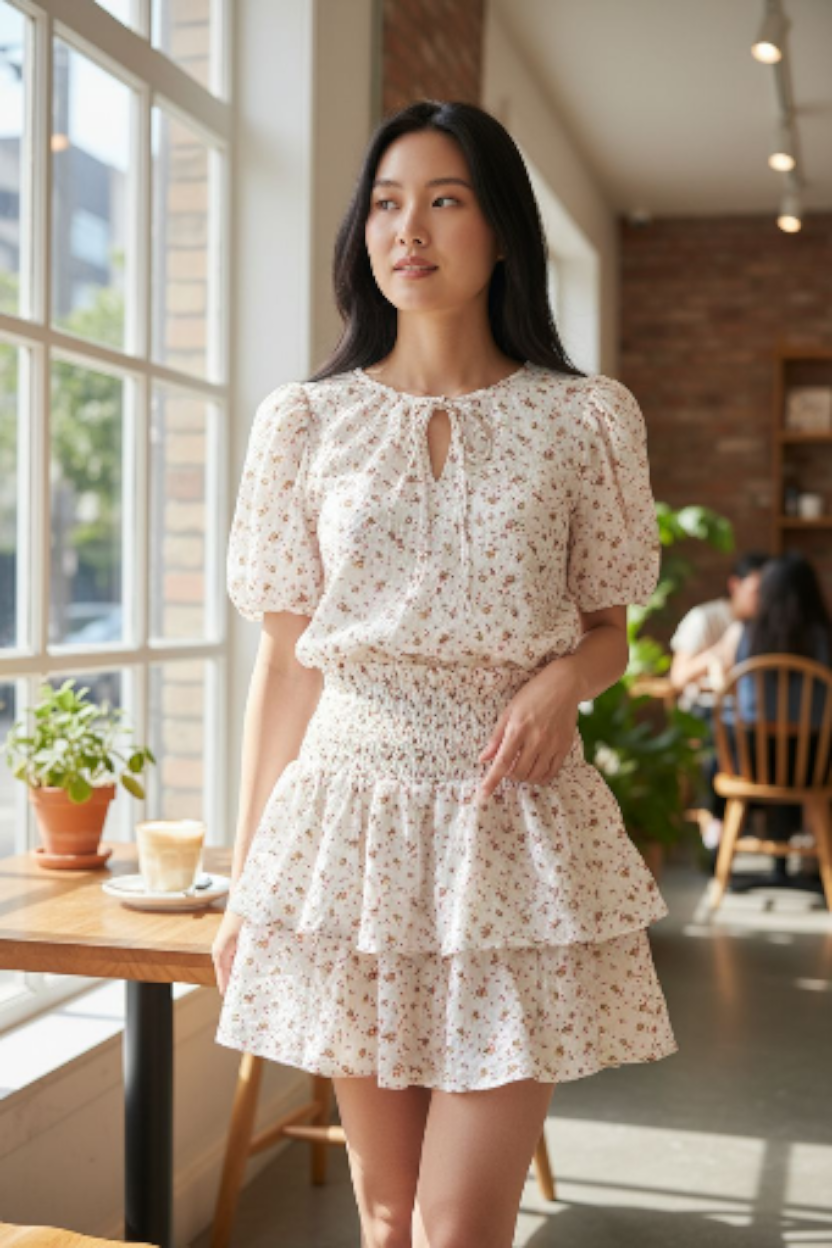 AGL S00017 Chiffon Set 2 Piece Blouse and Skirt