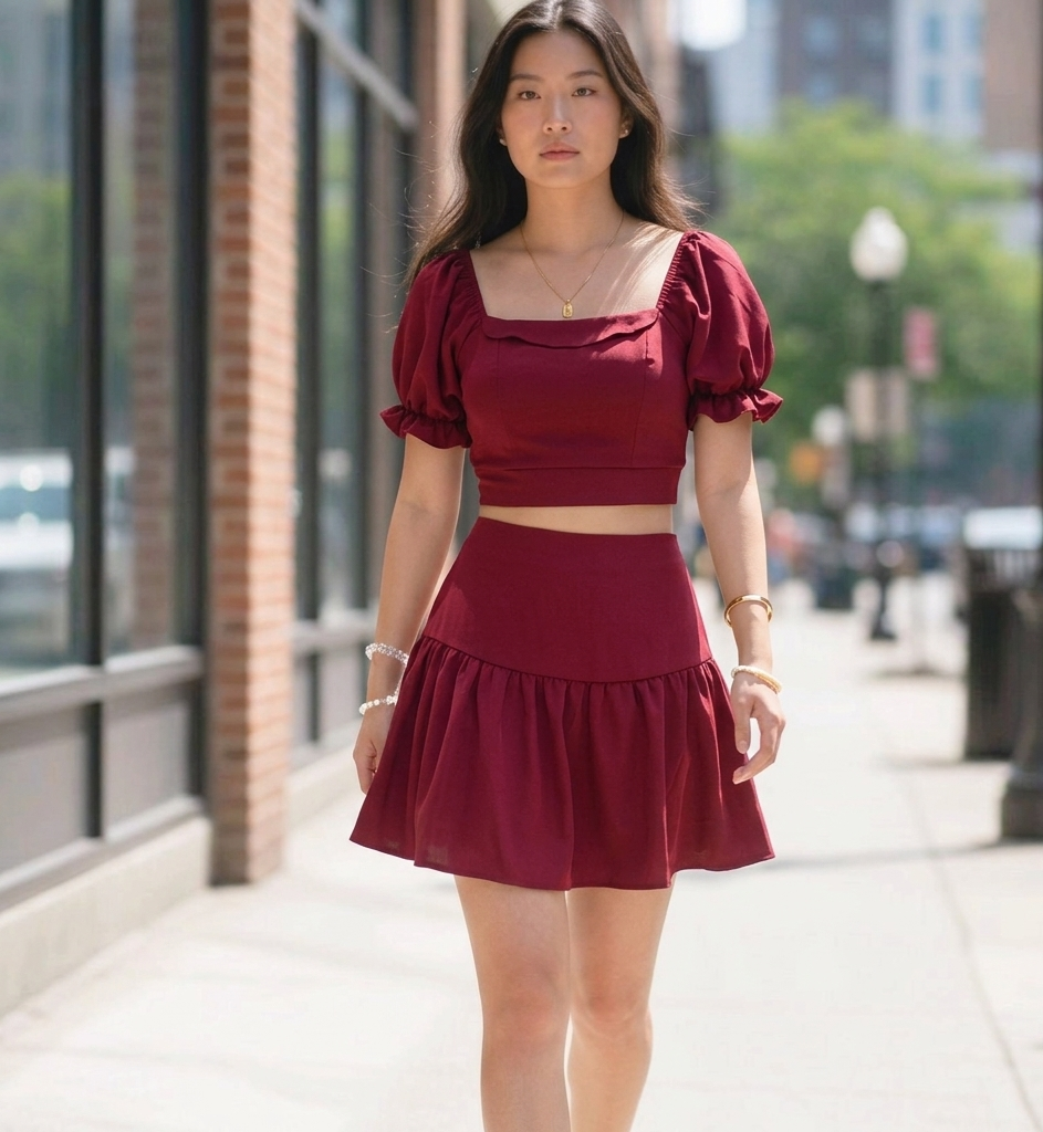 AGL AS0033 Set 2 Piece Blouse and Short Skirt