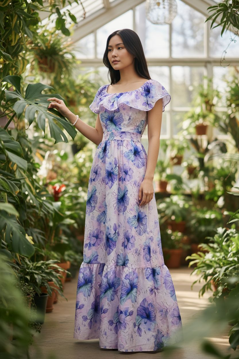 AGL D00015 Mango Silk Maxi Dress