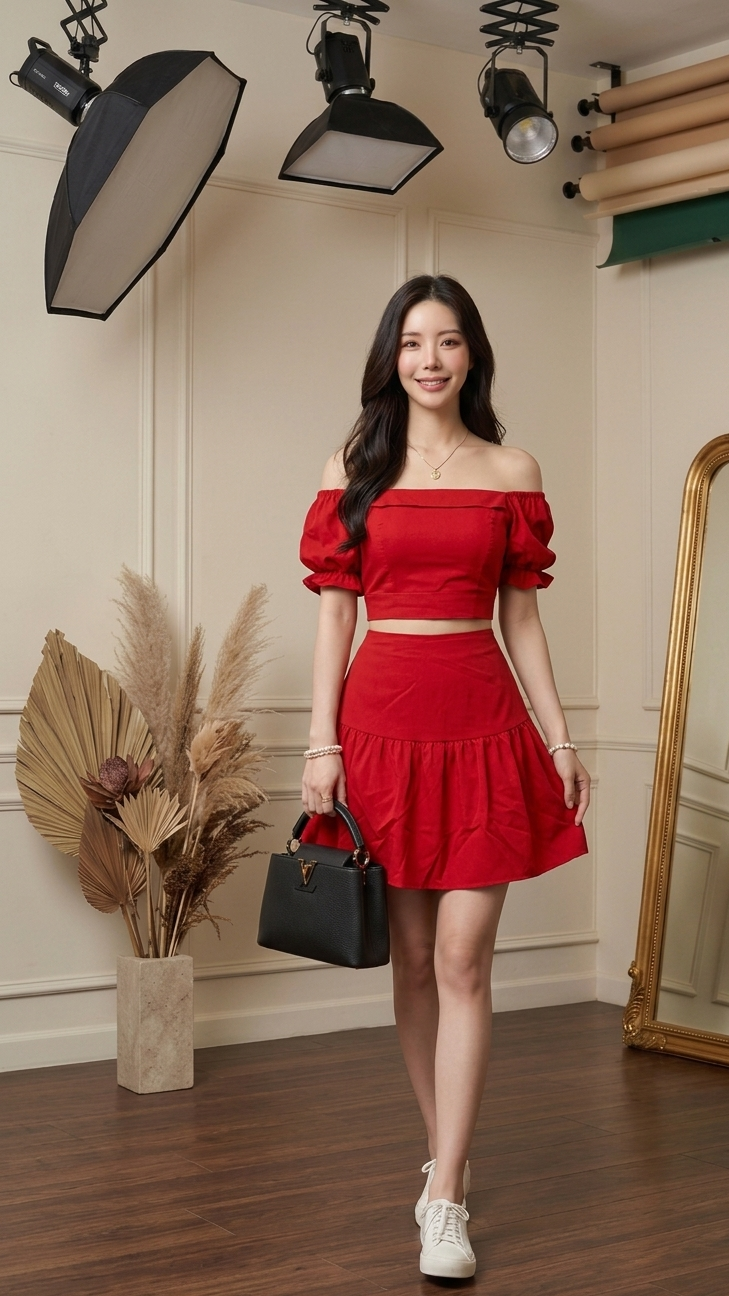 AGL AS0033 Set 2 Piece Blouse and Short Skirt