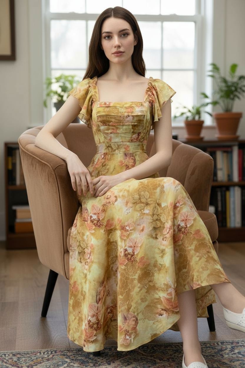 AGL D00020 Mango Silk Long Dress