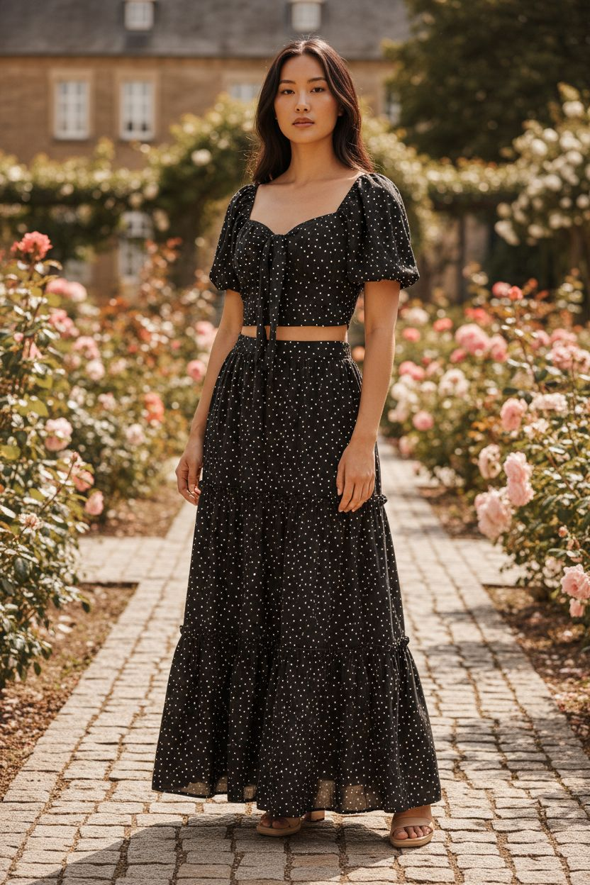 AGL S00018 Chiffon Set 2 Piece Blouse and Long Skirt