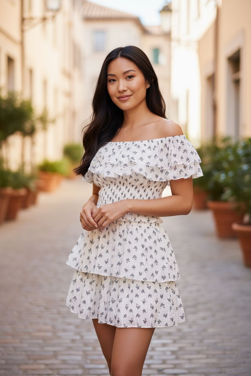 AGL S00020 Chiffon Set 2 Piece Blouse and Skirt