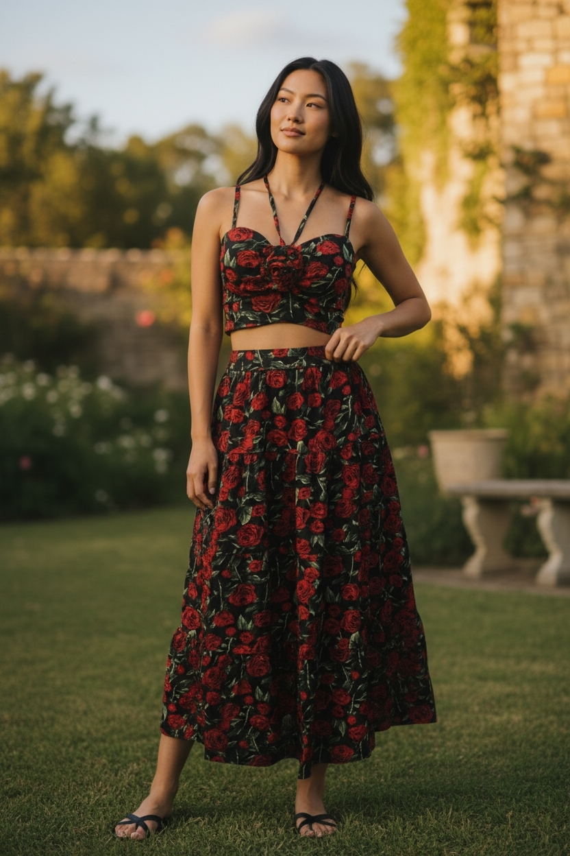 AGL S00026 Set 2 Piece Blouse and Long Skirt