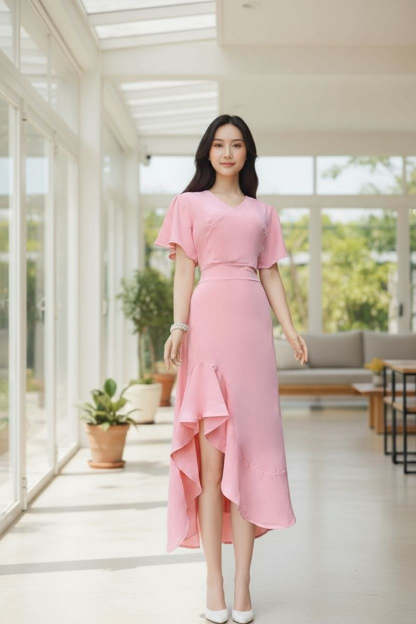 AGL D00006 Mang Silk Long Dress- 110cm