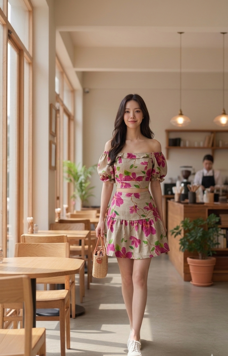 AGL AS0033 Set 2 Piece Blouse and Short Skirt