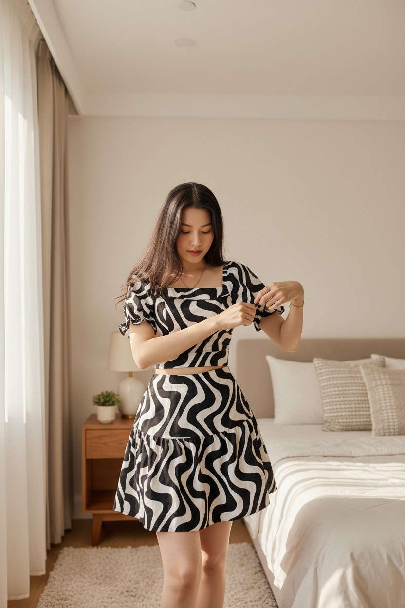 AGL AS0033 Set 2 Piece Blouse and Short Skirt